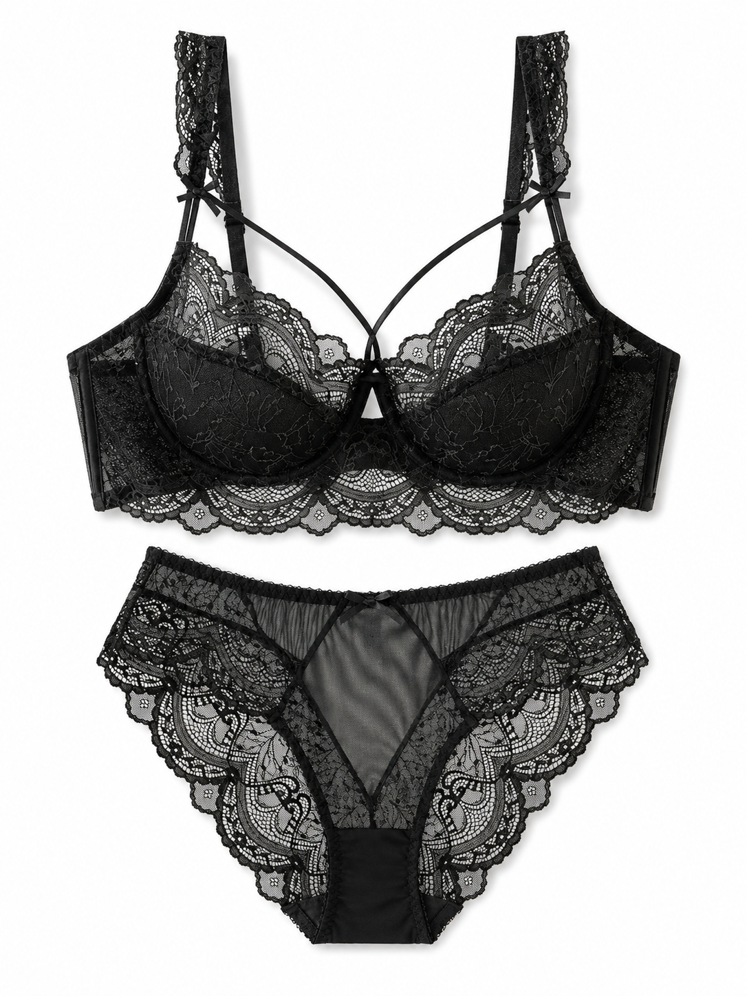Soft Noir TZ-002 White Lace Bra & Panty Set – Romantic and Feminine Intimate Wear