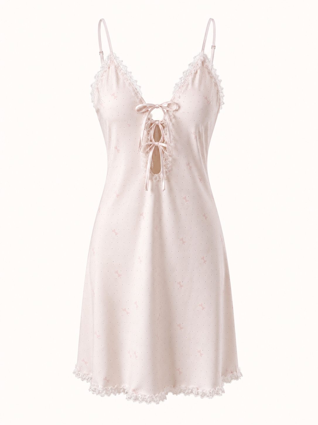 Soft Noir SP-005 Blush Pink Lace-Up Chemise Sleep Dress
