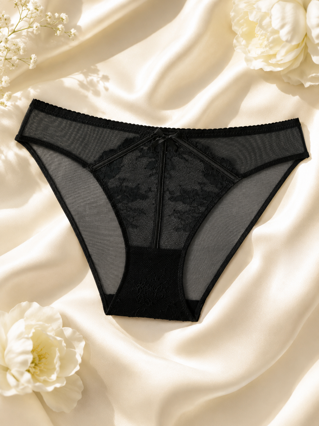 Soft Noir DK-005 フレンチレース メッシュビキニブリーフ