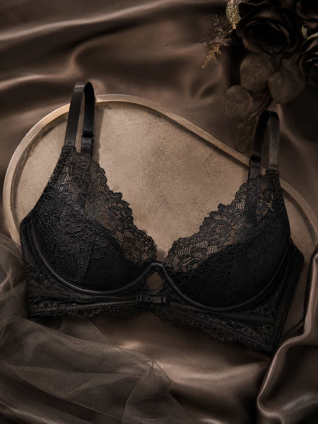 Soft Noir XZ-005 French Lace Lift Bra