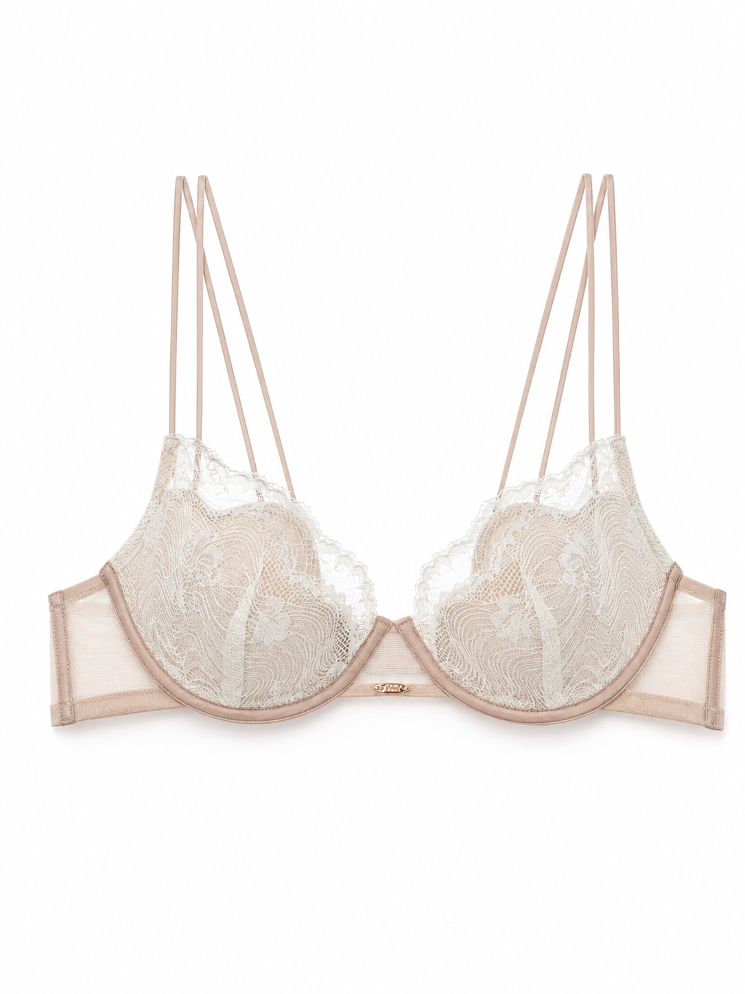 Soft Noir XZ-OO1 Women’s Floral Lace Underwire Bra – Sheer Double Strap Demi Bra