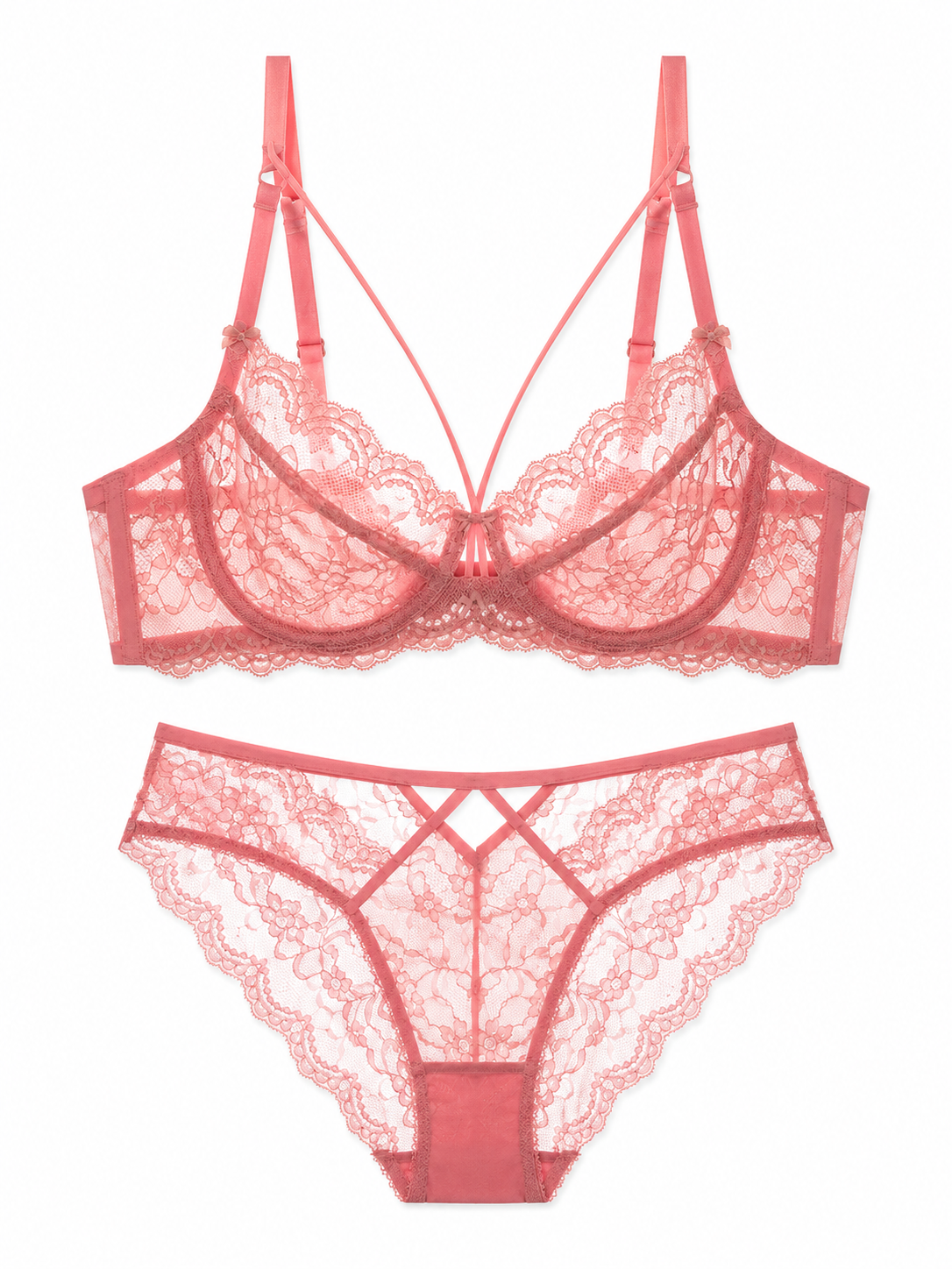 Soft Noir TZ-006 Sheer Lace Minimizer Bra Set
