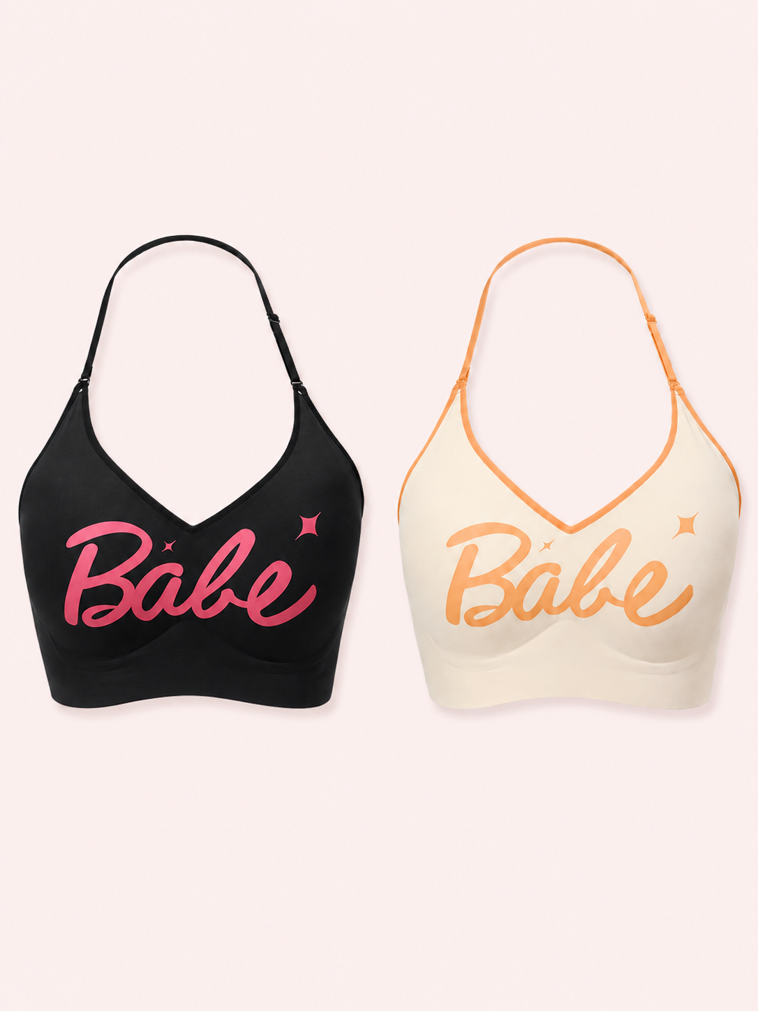 Soft Noir Babe Graphic Halter Bra in black + ivory for refined lingerie styling