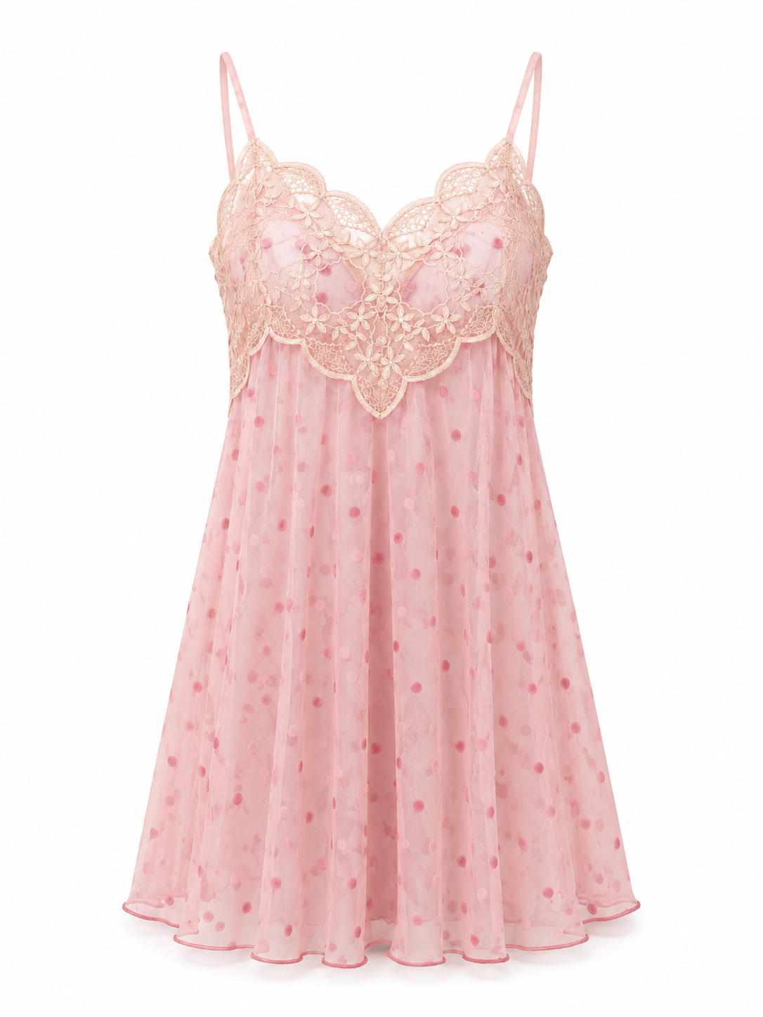Soft Noir Blush Dotted Lace Chemise in blush pink product view