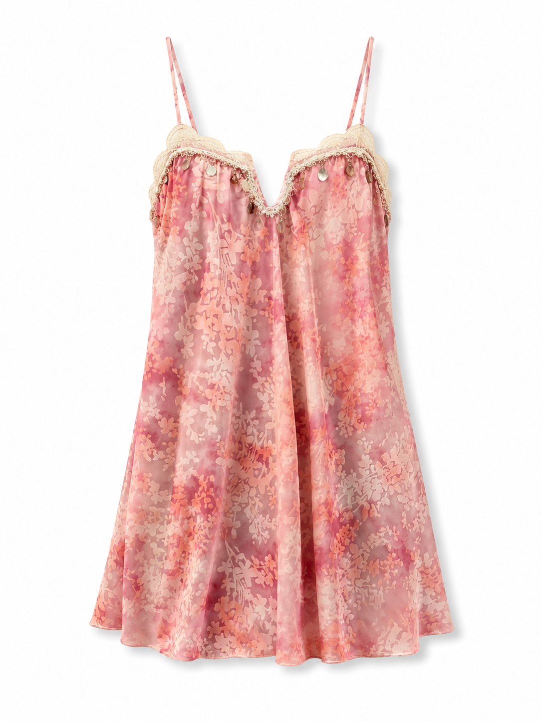 Soft Noir Blush Floral Lace Chemise in blush floral product view