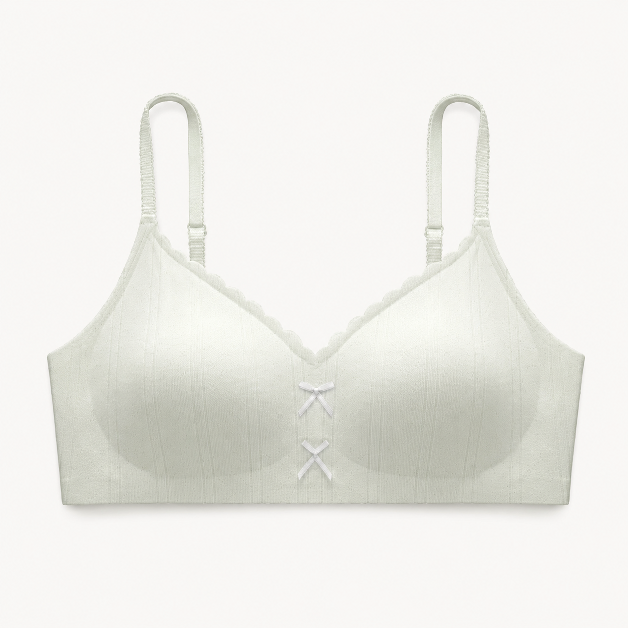 Soft Noir Bow Detail Smooth Wireless Bra in mint green for refined lingerie styling
