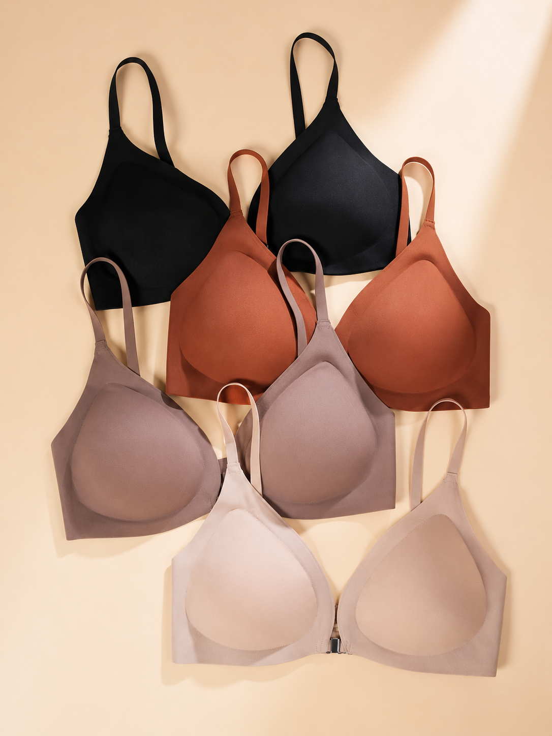 Soft Noir wireless seamless front closure bra in multiple colors