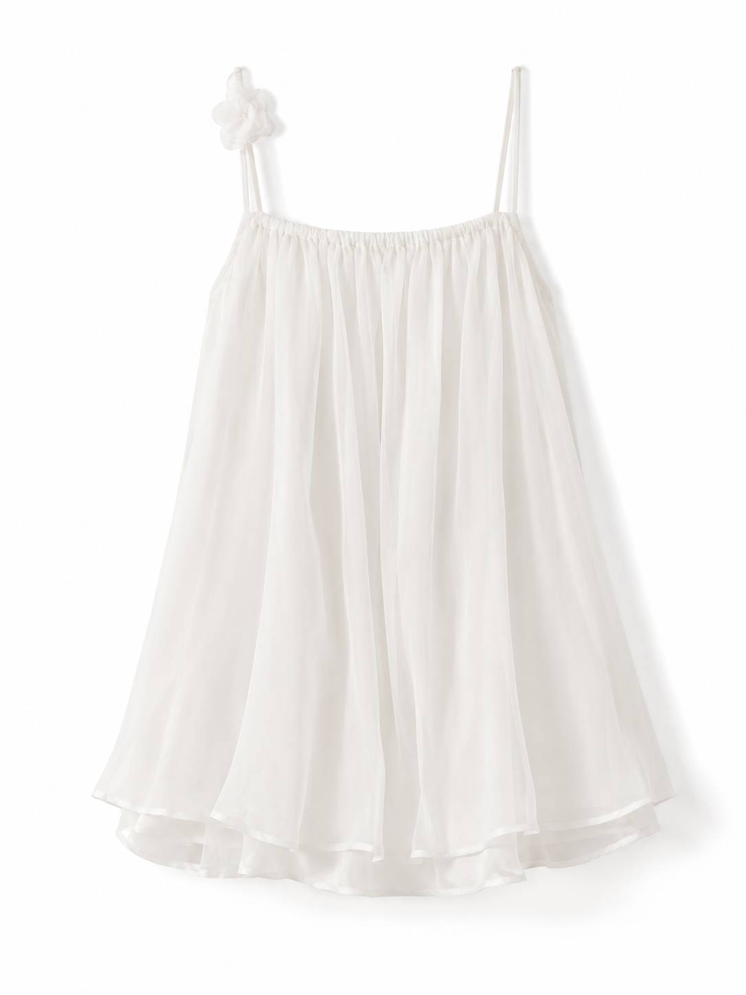 Soft Noir Ivory Ruffle Strap Chemise in ivory product view
