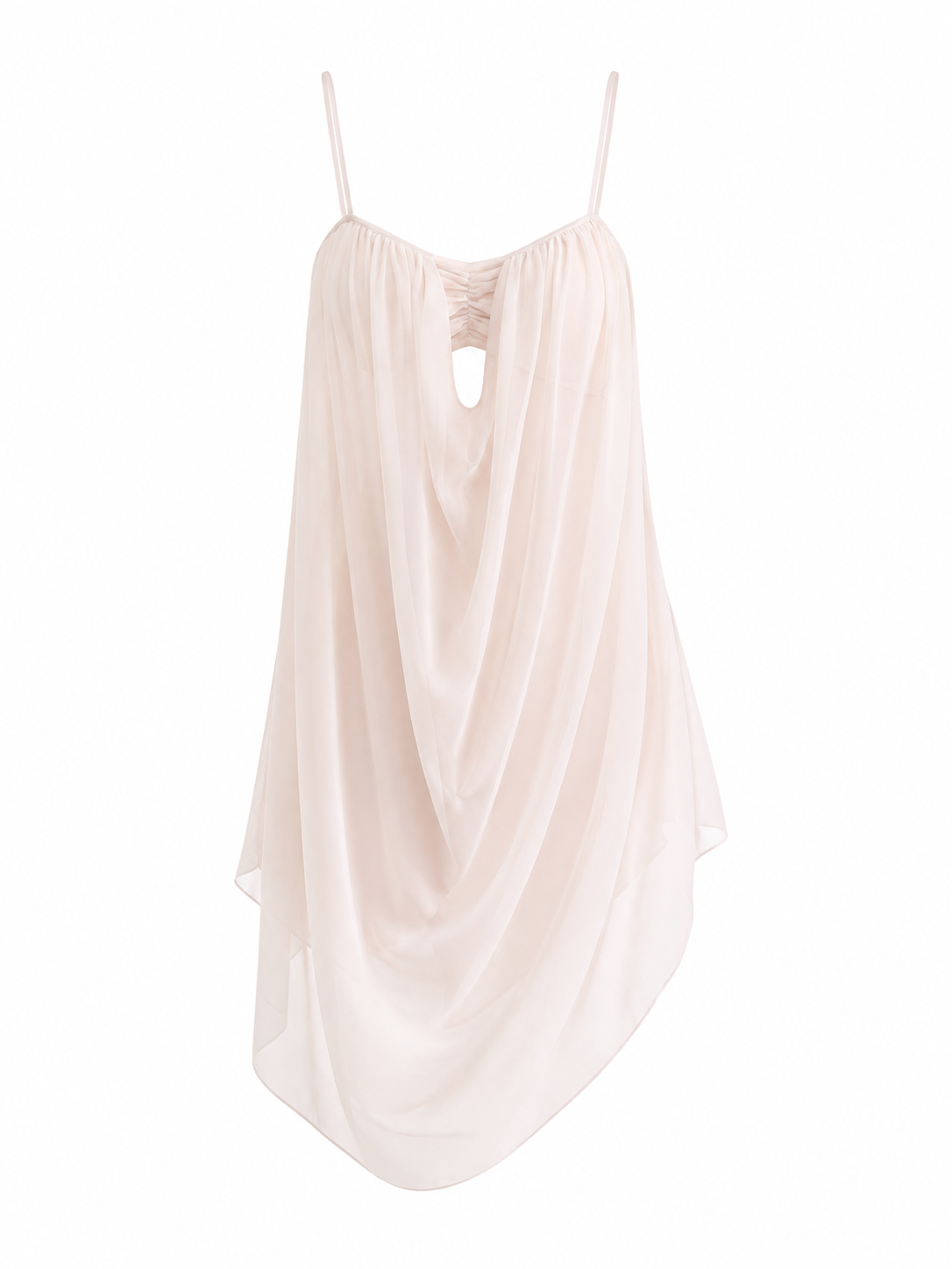 Ivory sheer chiffon babydoll sleep dress on white background