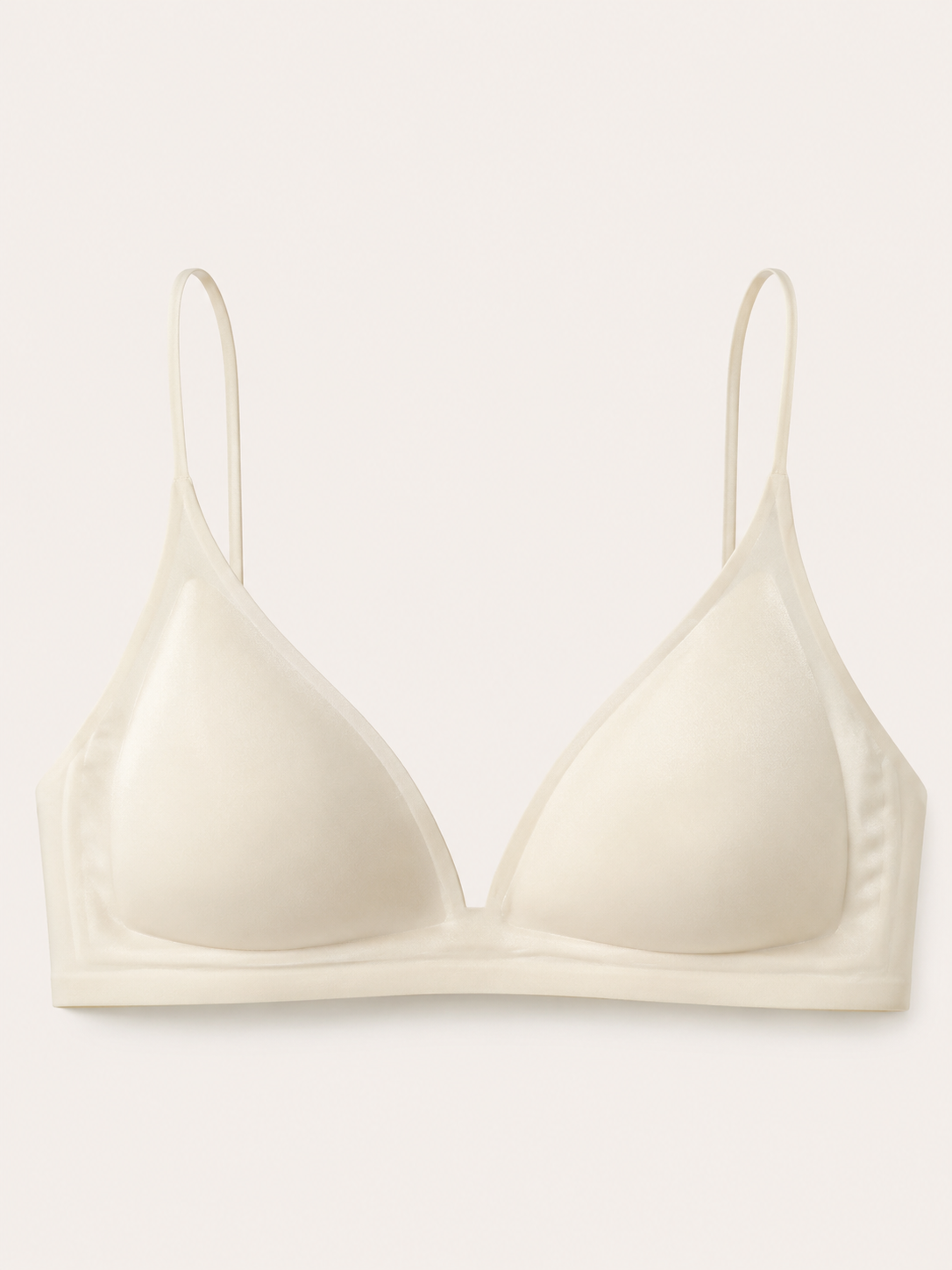 Soft Noir Milk Satin Seamless Triangle Bra in ivory for refined lingerie styling