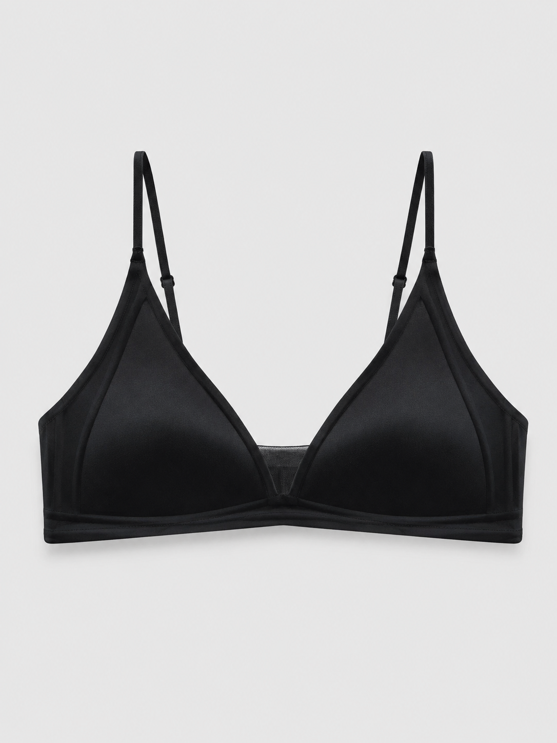 Soft Noir Milk Satin Triangle Wireless Bra in black for refined lingerie styling