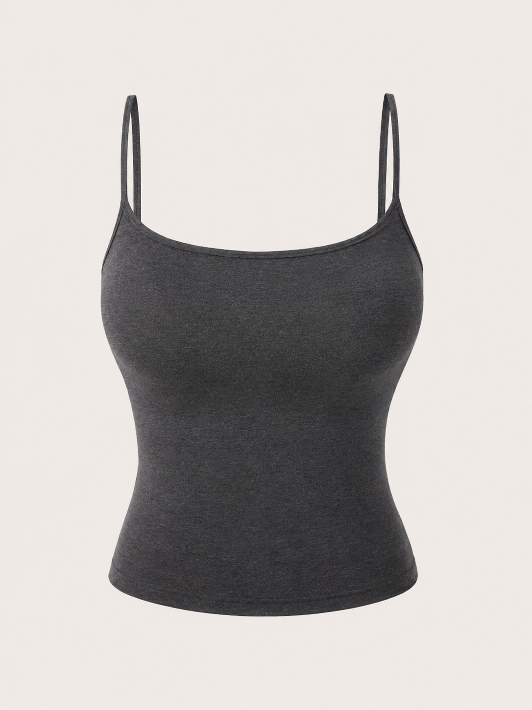 Soft Noir Padded Strappy Camisole in charcoal grey for refined lingerie styling