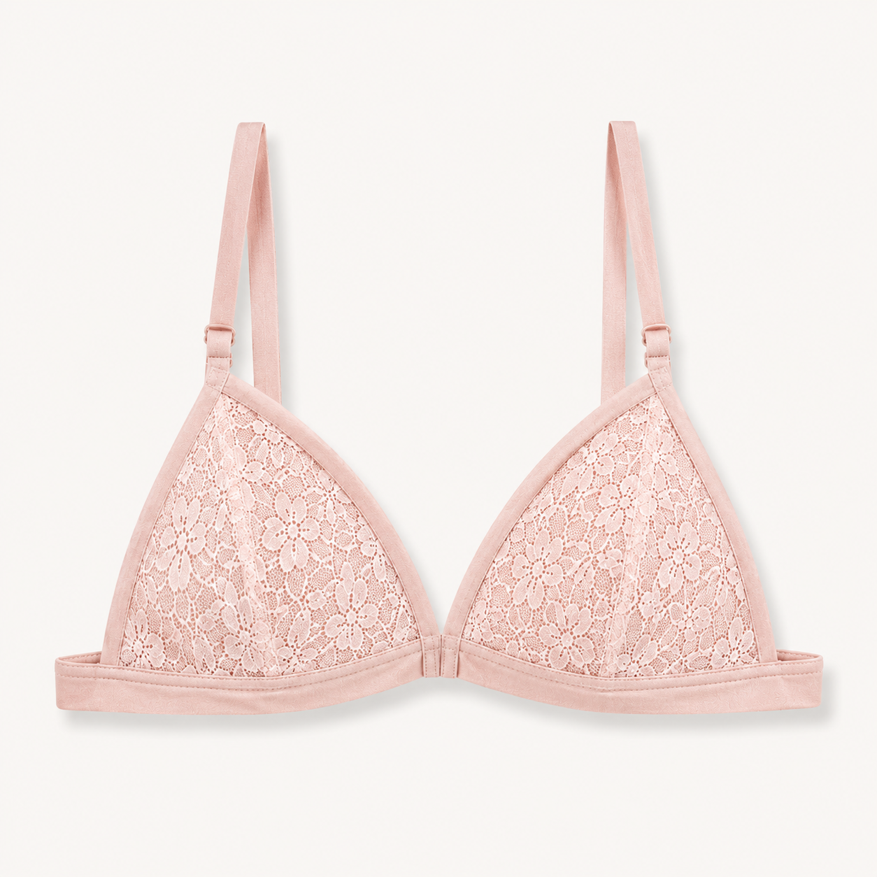 Soft Noir Ultra-Thin Lace Triangle Bra in rose lace for refined lingerie styling