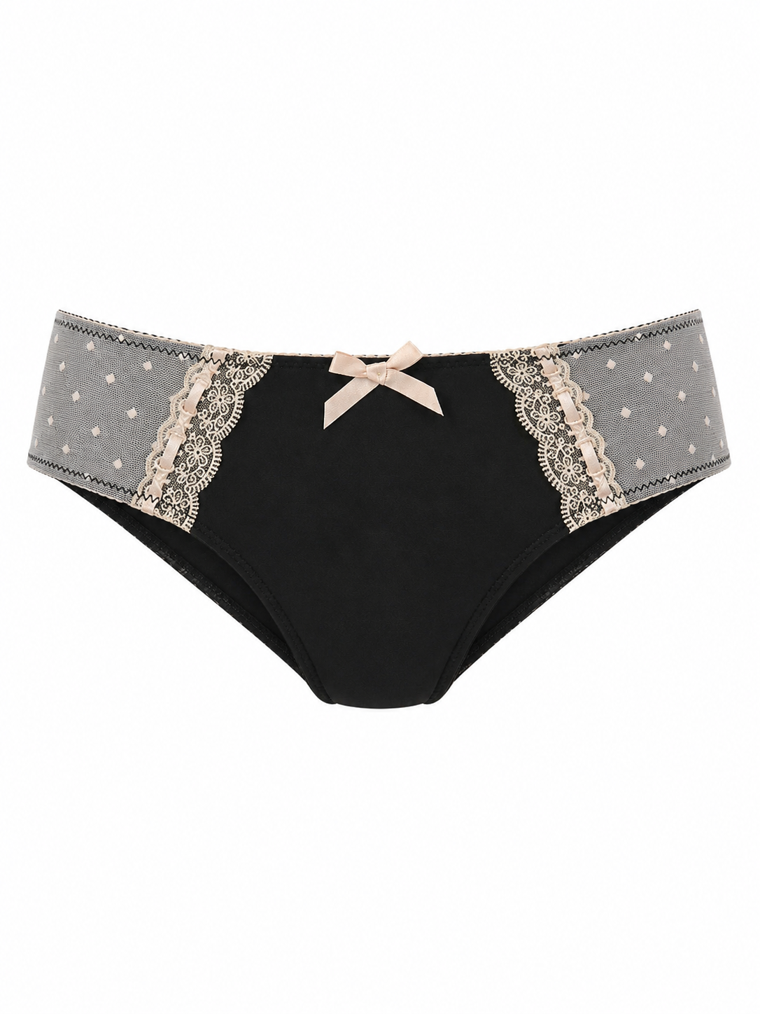Soft Noir DK-002 Lace Trim Low-Rise Briefs – 3-Piece Panty Set