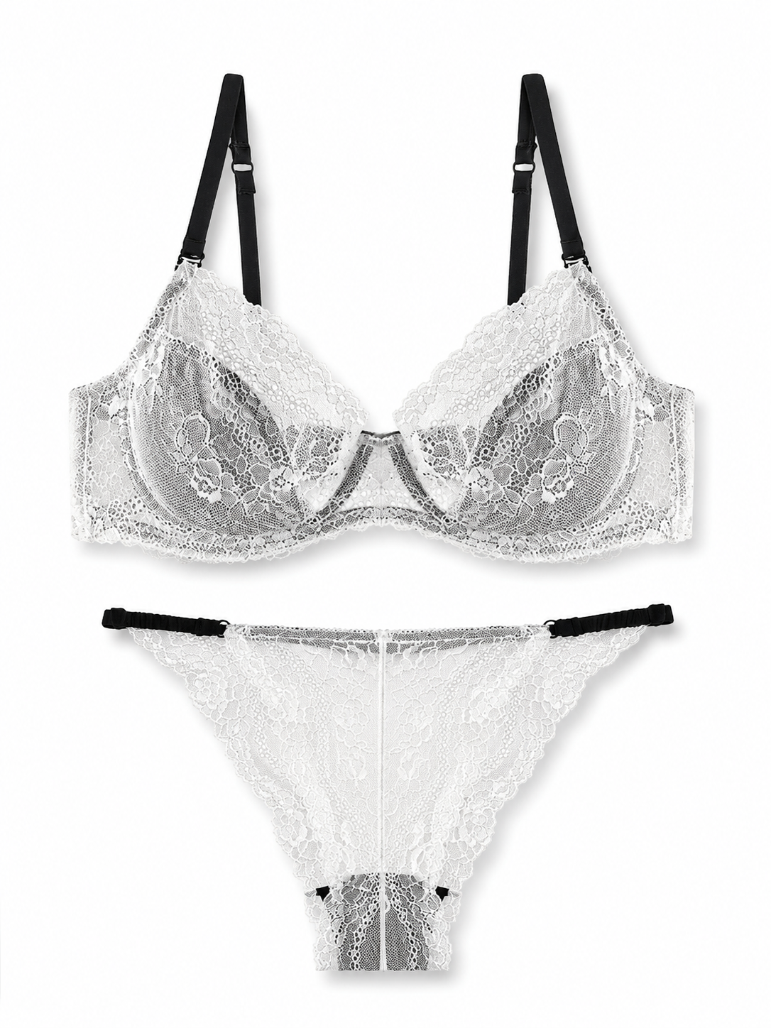 Soft  Noir TZ-004 Embroidered Mesh Bra & Panty Set
