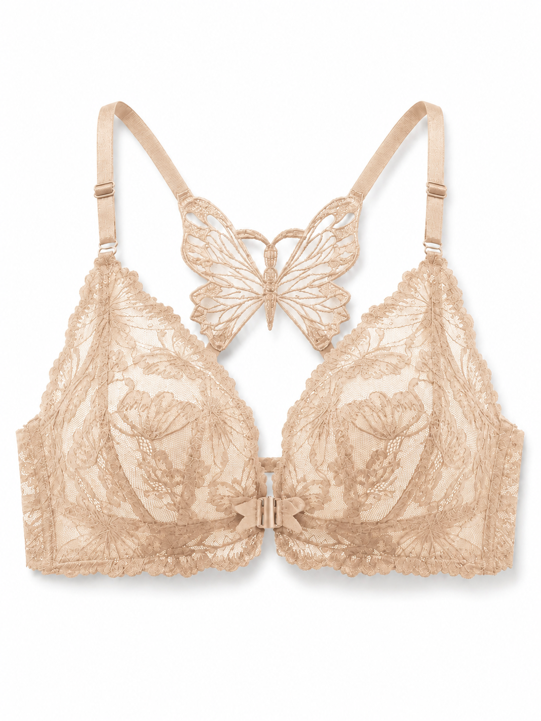 Soft Noir XZ-006 Butterfly Lace Front-Closure Wireless Bra