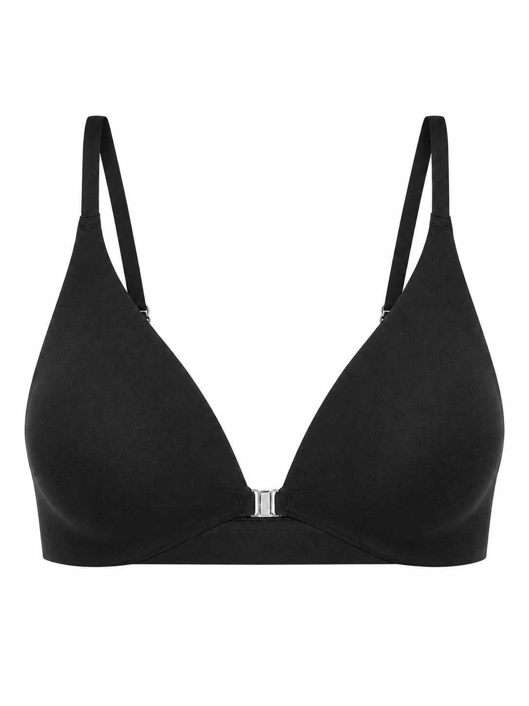 Soft Noir black front closure wireless seamless plunge bra