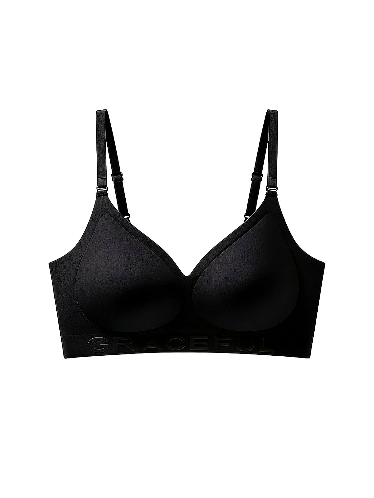 Soft Noir Graceful black wireless seamless bra with embossed underband