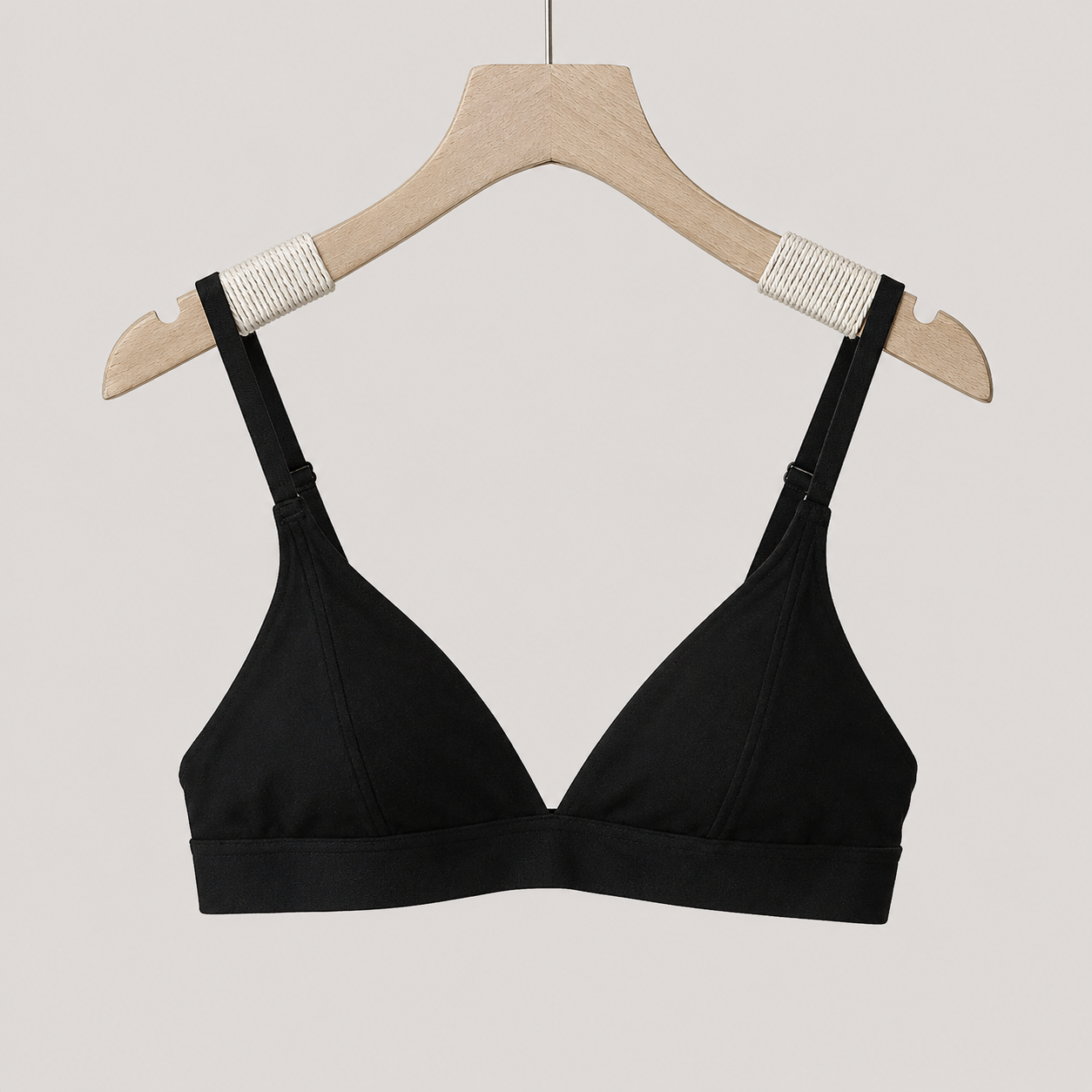 Soft Noir Heart Floral Wireless Bra in black for refined lingerie styling
