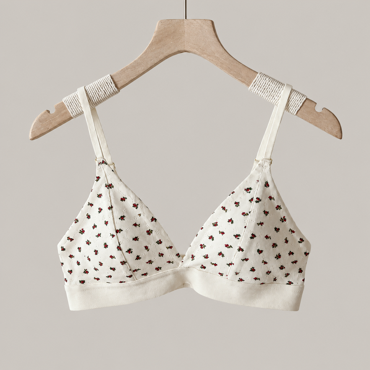 Soft Noir Heart Floral Wireless Bra in ivory heart for refined lingerie styling
