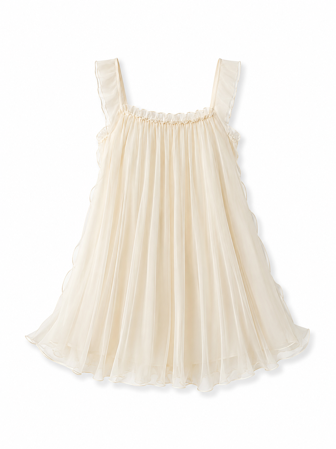 Soft Noir ivory champagne sheer tulle babydoll nightgown on white background