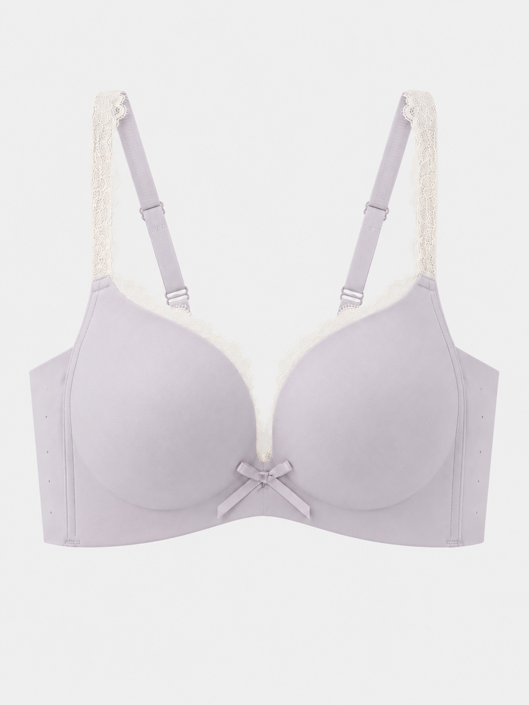Soft Noir Lace-Trim Smooth Support Bra in lavender for refined lingerie styling