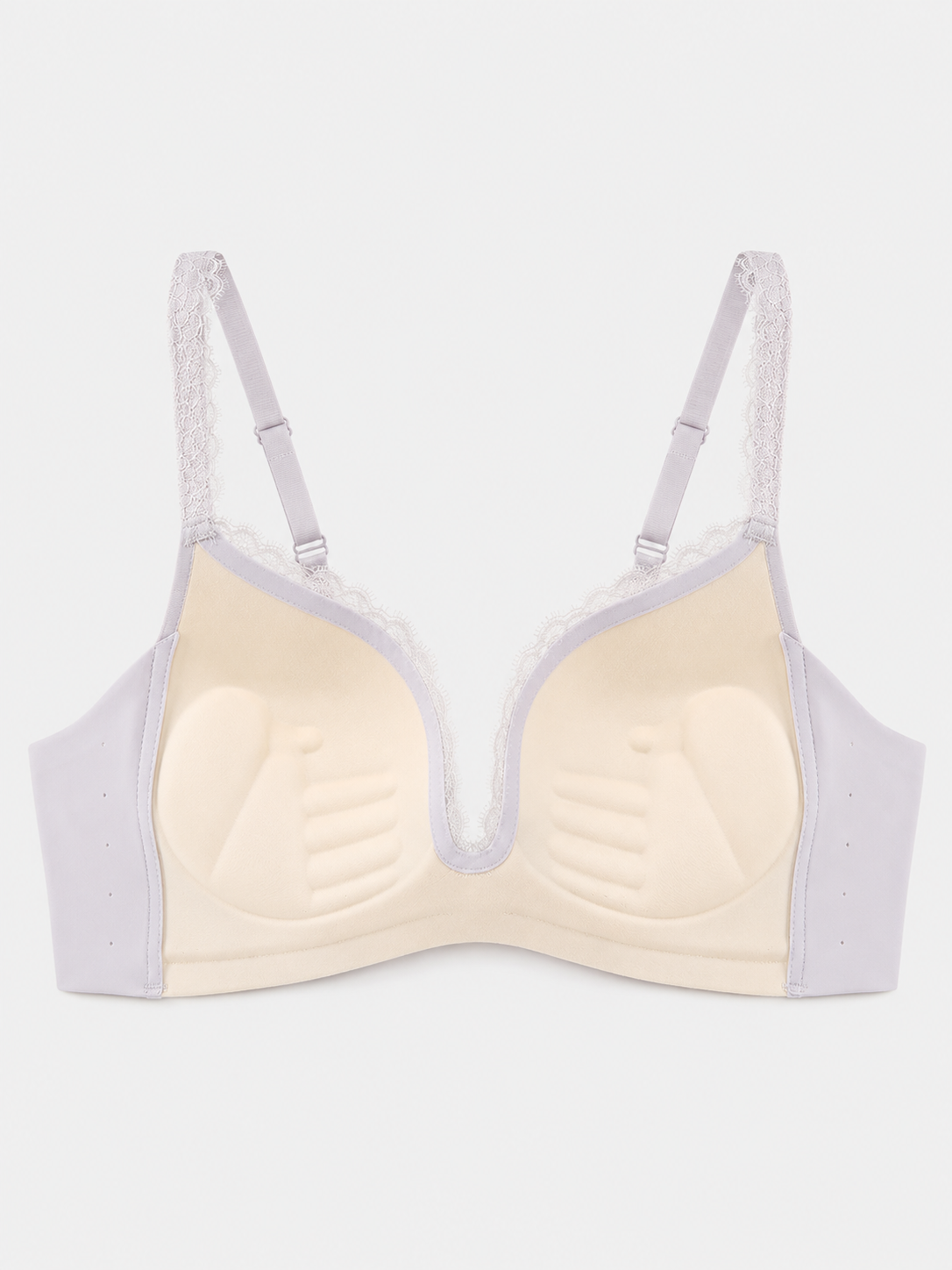 Soft Noir Lace-Trim Smooth Support Bra in lavender for refined lingerie styling