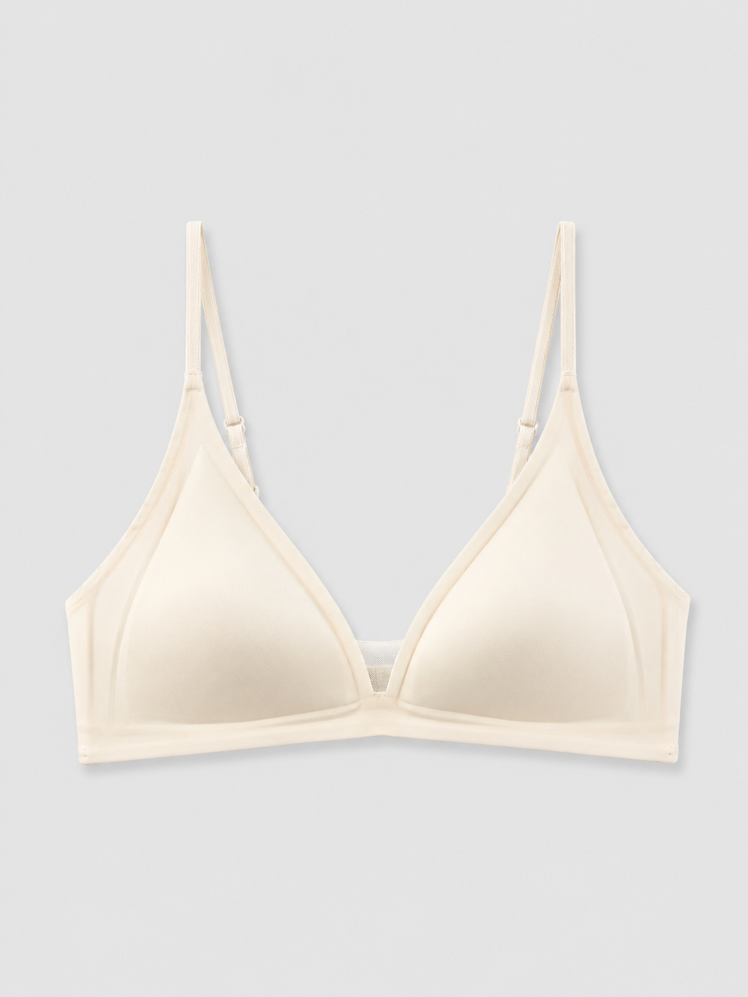 Soft Noir Milk Satin Triangle Wireless Bra in cream for refined lingerie styling