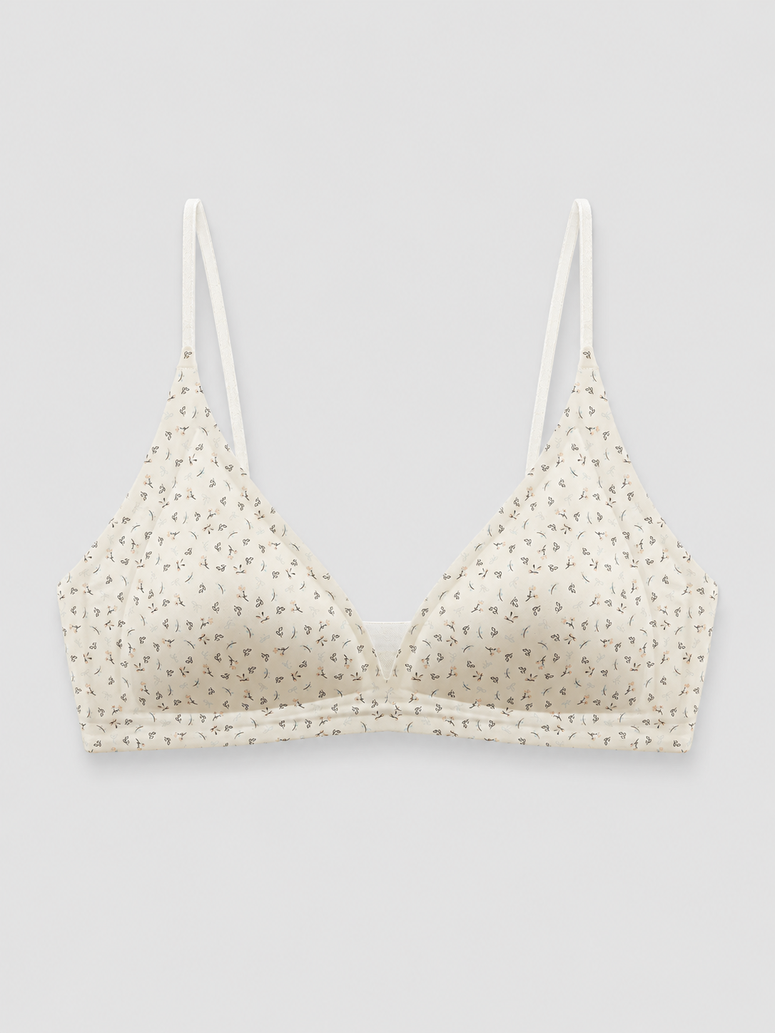 Soft Noir Milk Satin Triangle Wireless Bra in ivory dot for refined lingerie styling