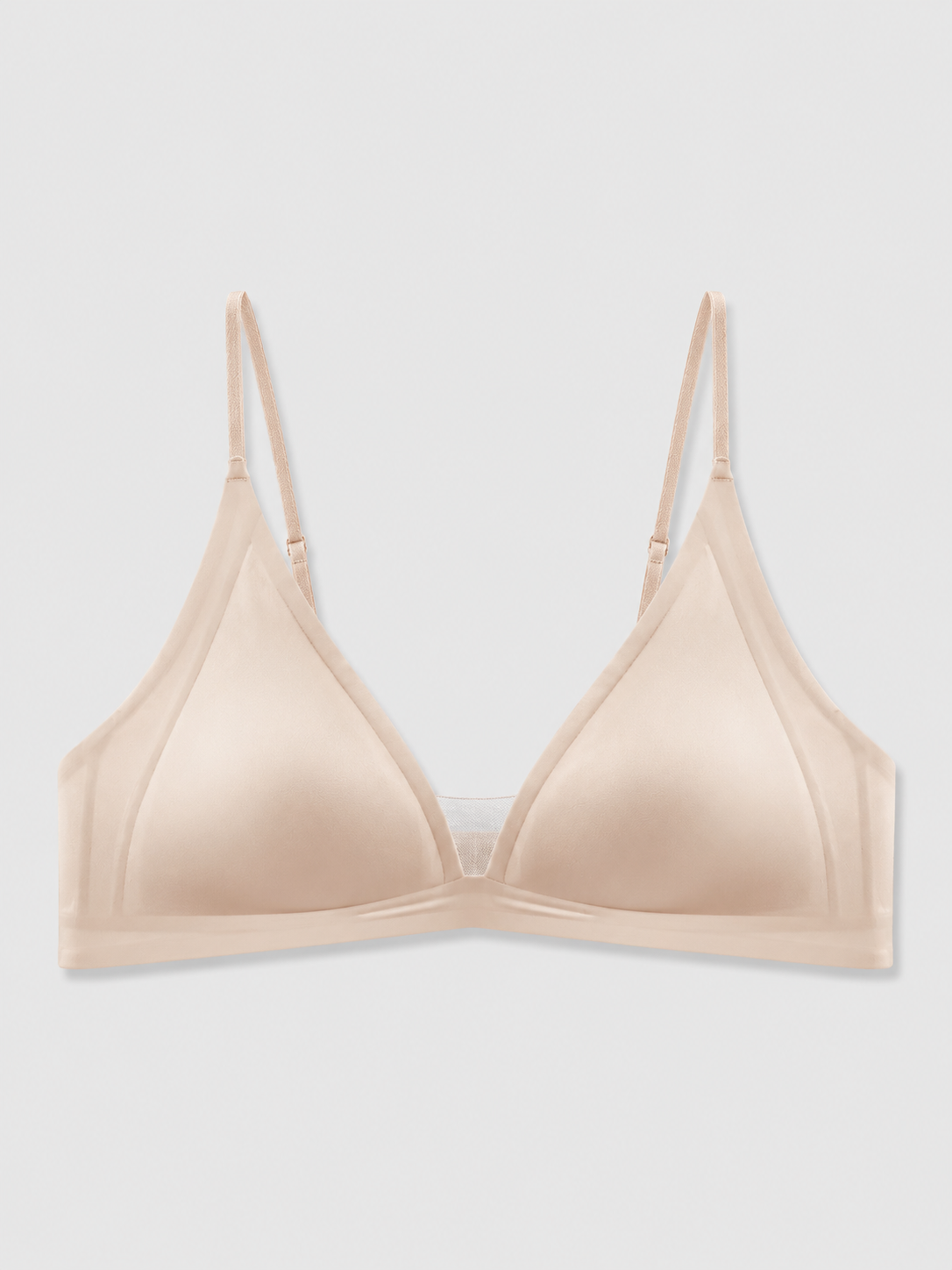 Soft Noir Milk Satin Triangle Wireless Bra in nude beige for refined lingerie styling
