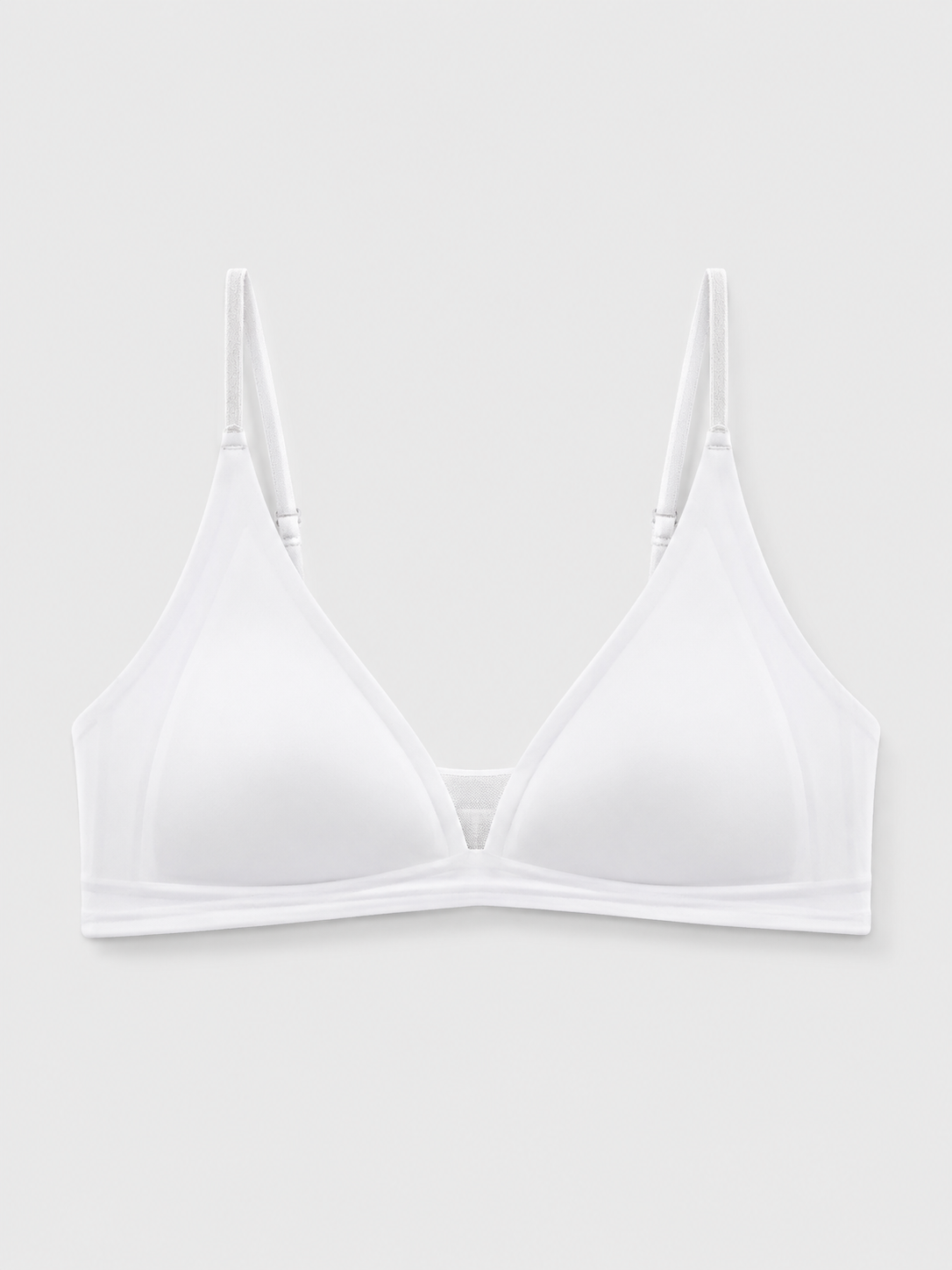 Soft Noir Milk Satin Triangle Wireless Bra in white for refined lingerie styling