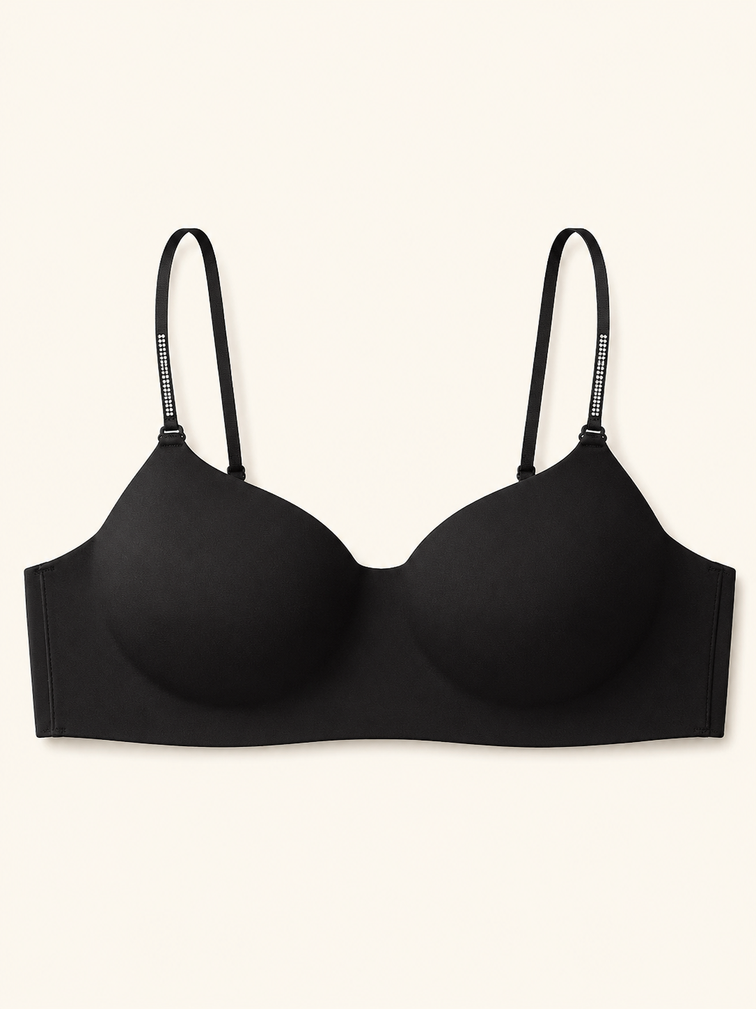 Soft Noir Rhinestone One-Shoulder Balconette Bra in black for refined lingerie styling