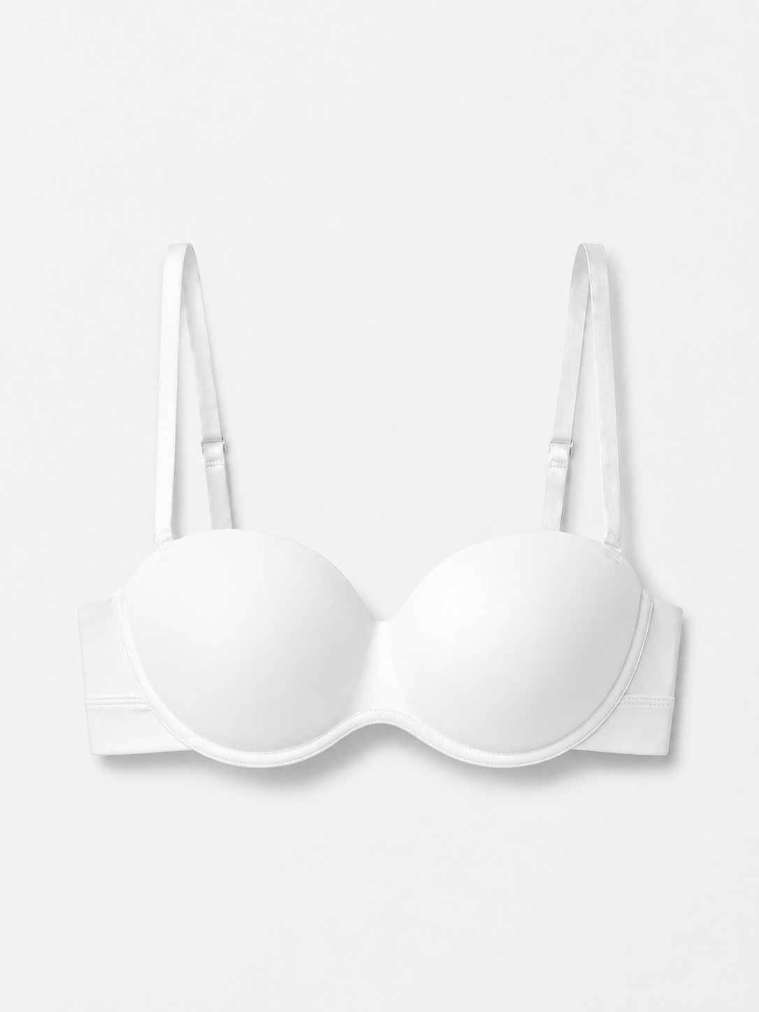 Soft Noir Rounded Cup Wireless Bra in white for refined lingerie styling