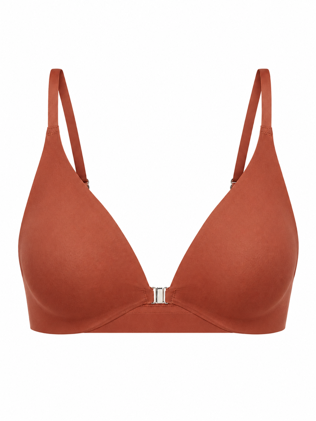 Soft Noir rust brown front clasp wireless seamless bra