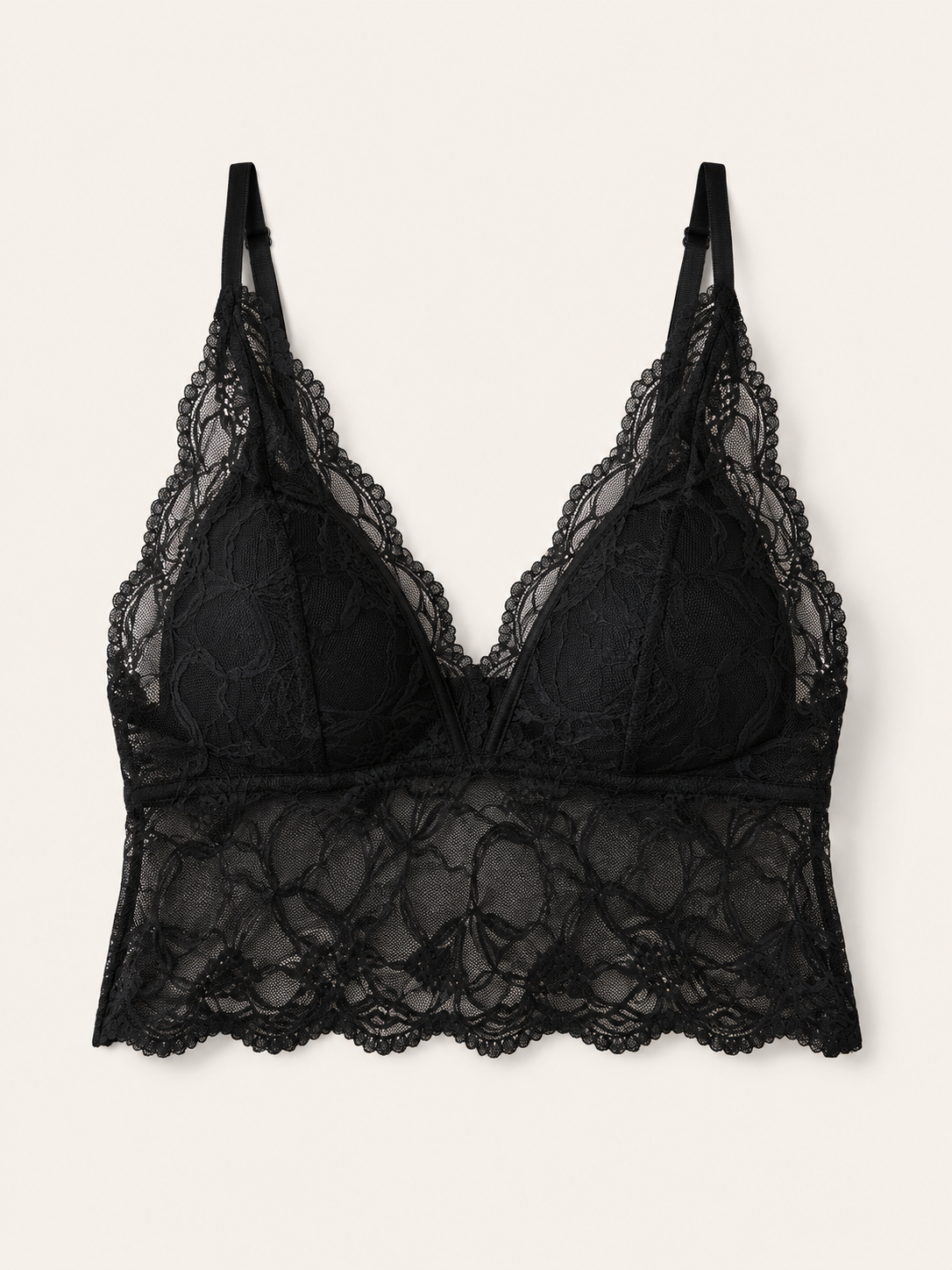 Soft Noir Seamless Lace Built-In Bra Camisole in black for refined lingerie styling