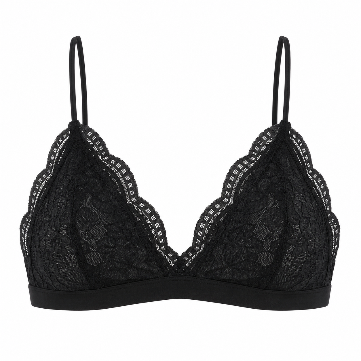 Soft Noir Ultra-Light Lace Triangle Bra in black for refined lingerie styling