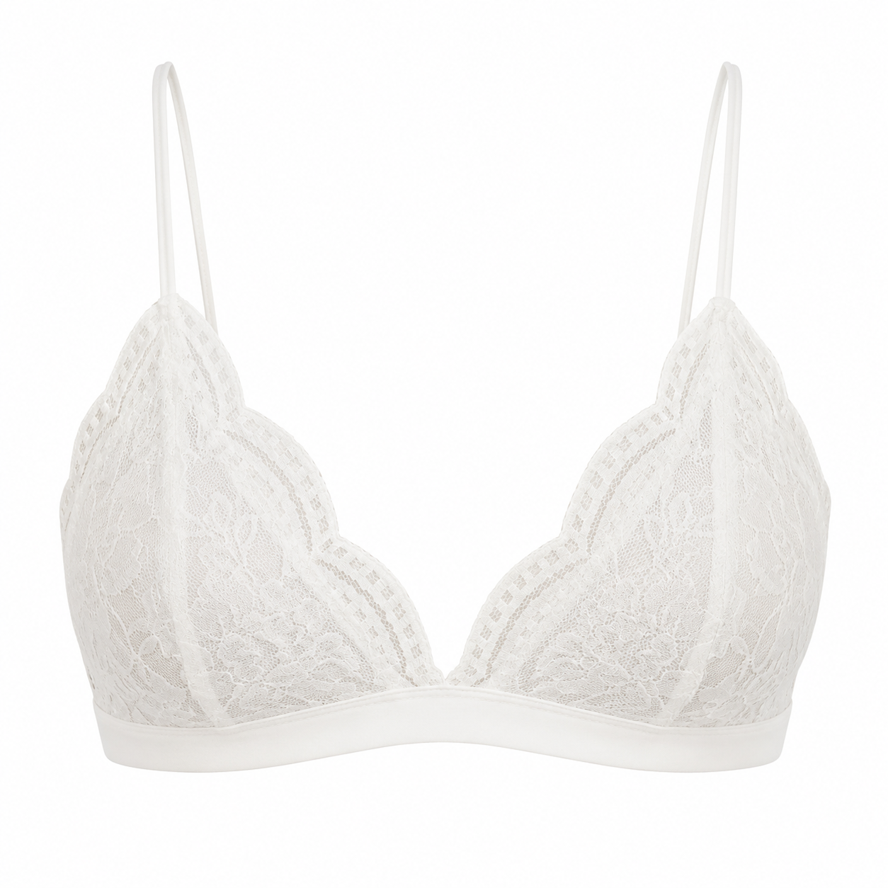 Soft Noir Ultra-Light Lace Triangle Bra in white for refined lingerie styling