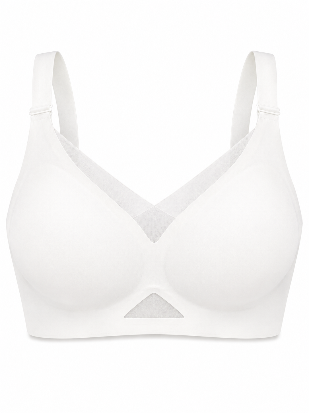 Soft Noir white mesh V-neck wireless seamless everyday bra
