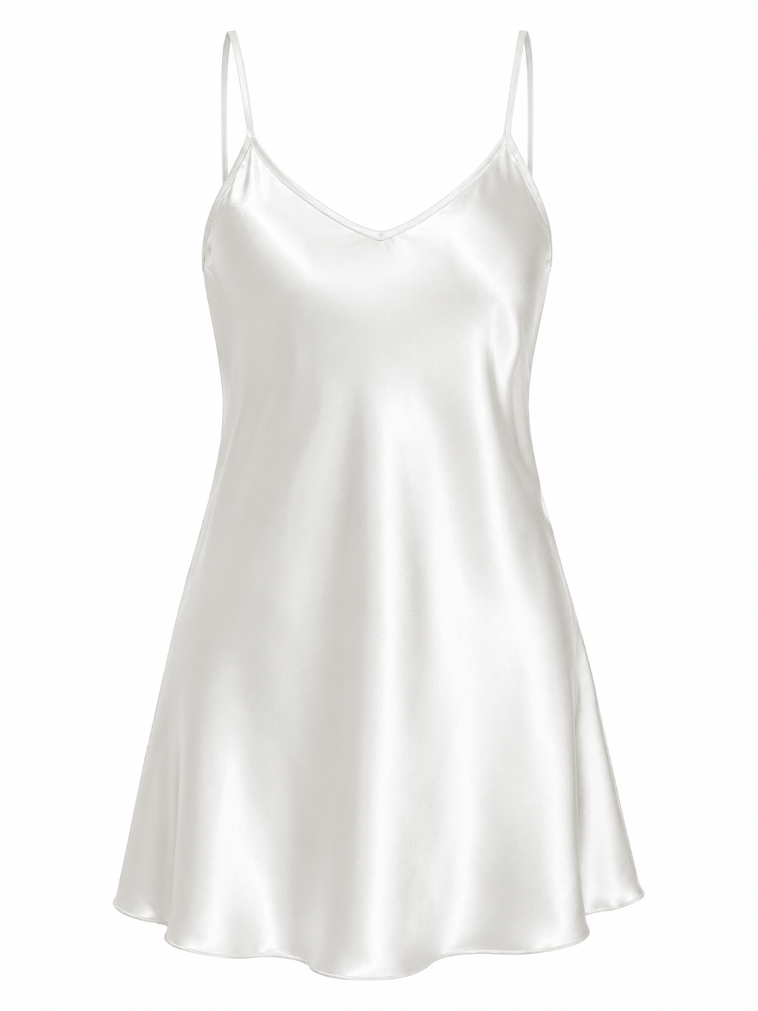 Soft Noir white satin slip chemise nightgown on white background